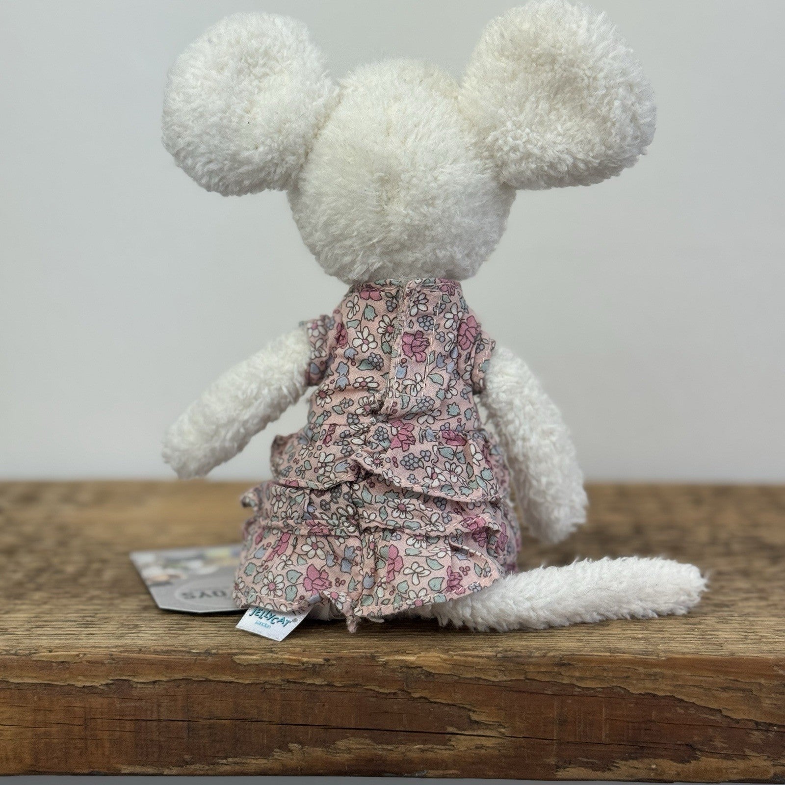 Jellycat Posy Myrtle Mouse - Rare Retired Small White Mouse Floral Dress 9"