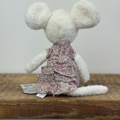 Jellycat Posy Myrtle Mouse - Rare Retired Small White Mouse Floral Dress 9"