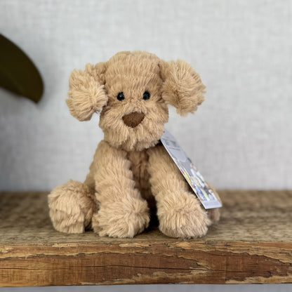 Jellycat Small Fuddlewuddle Puppy - Small Sitting Textured Honey Dog Retired 6"
