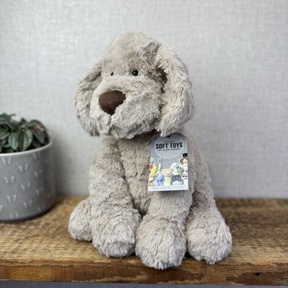 Jellycat Large Riley Fuddlewuddle Pup - Light Grey White Company Exclusive 12"