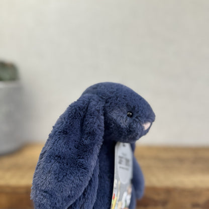 Jellycat Small Navy Bashful Bunny Rabbit - Small Navy Blue Bunny Rabbit Retired 