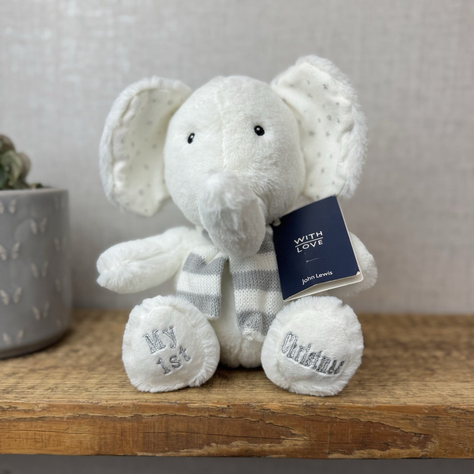 John Lewis (Jellycat Collab) My First Christmas Eelephant Soft Toy Beanie NWT 9"