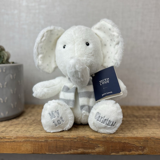 John Lewis (Jellycat Collab) My First Christmas Eelephant Soft Toy Beanie NWT 9"