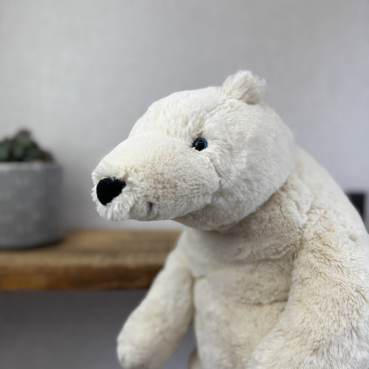 Jellycat Large Elwin Polar Bear - White Sitting Bear Plush Rare & Retired 16”