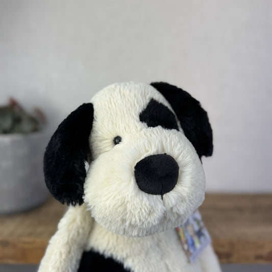 Jellycat Large Bashful Black/cream Puppy Dog - Large Dog Plush Retired Rare 16”