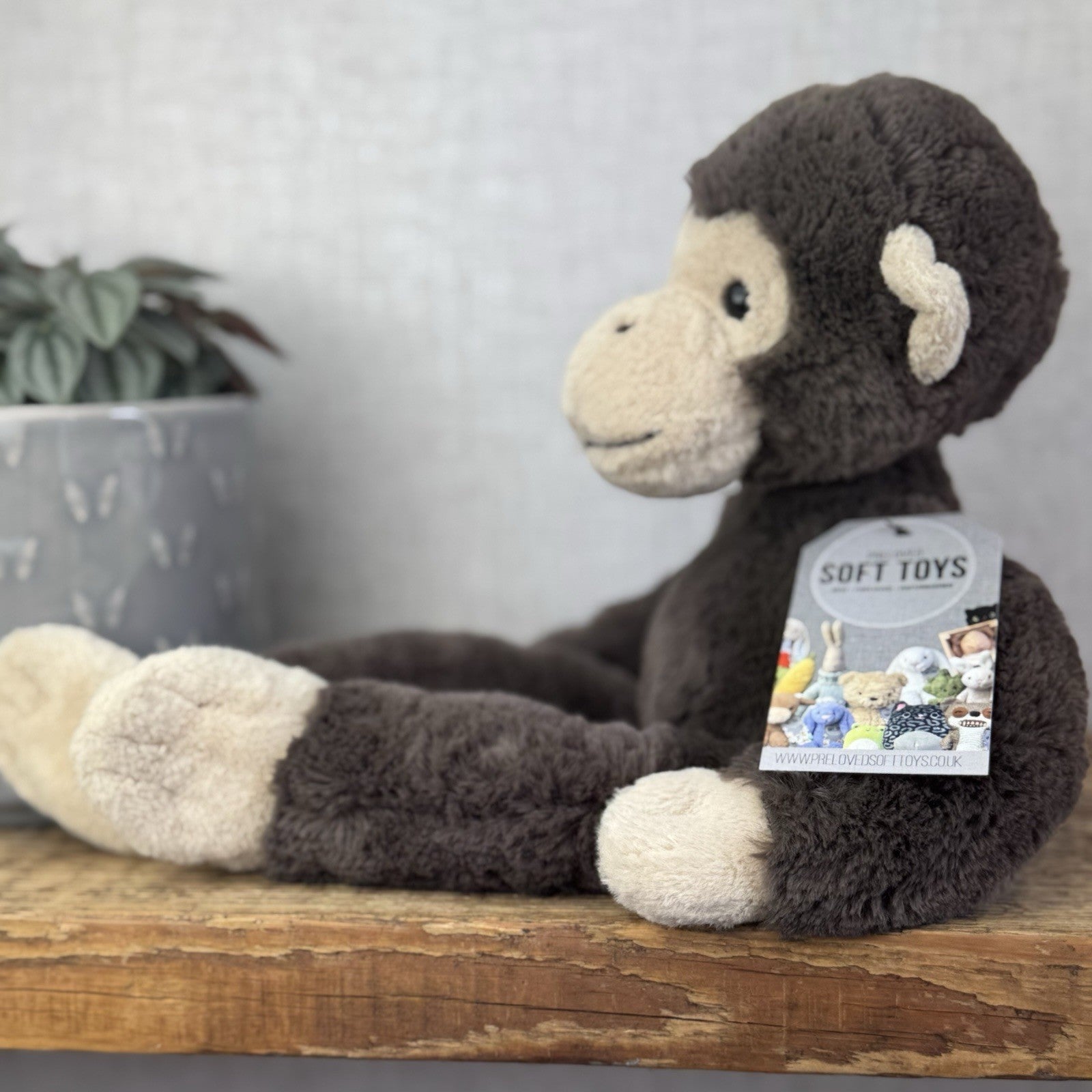 Jellycat Pandy Chimpanzee - Dark Grey Monkey Beanie Plush Retired 15"