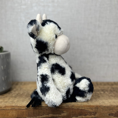 Jellycat Medium Bashful Cow Calf - Beanie Cow Spotty Black White Farm Plush 12"