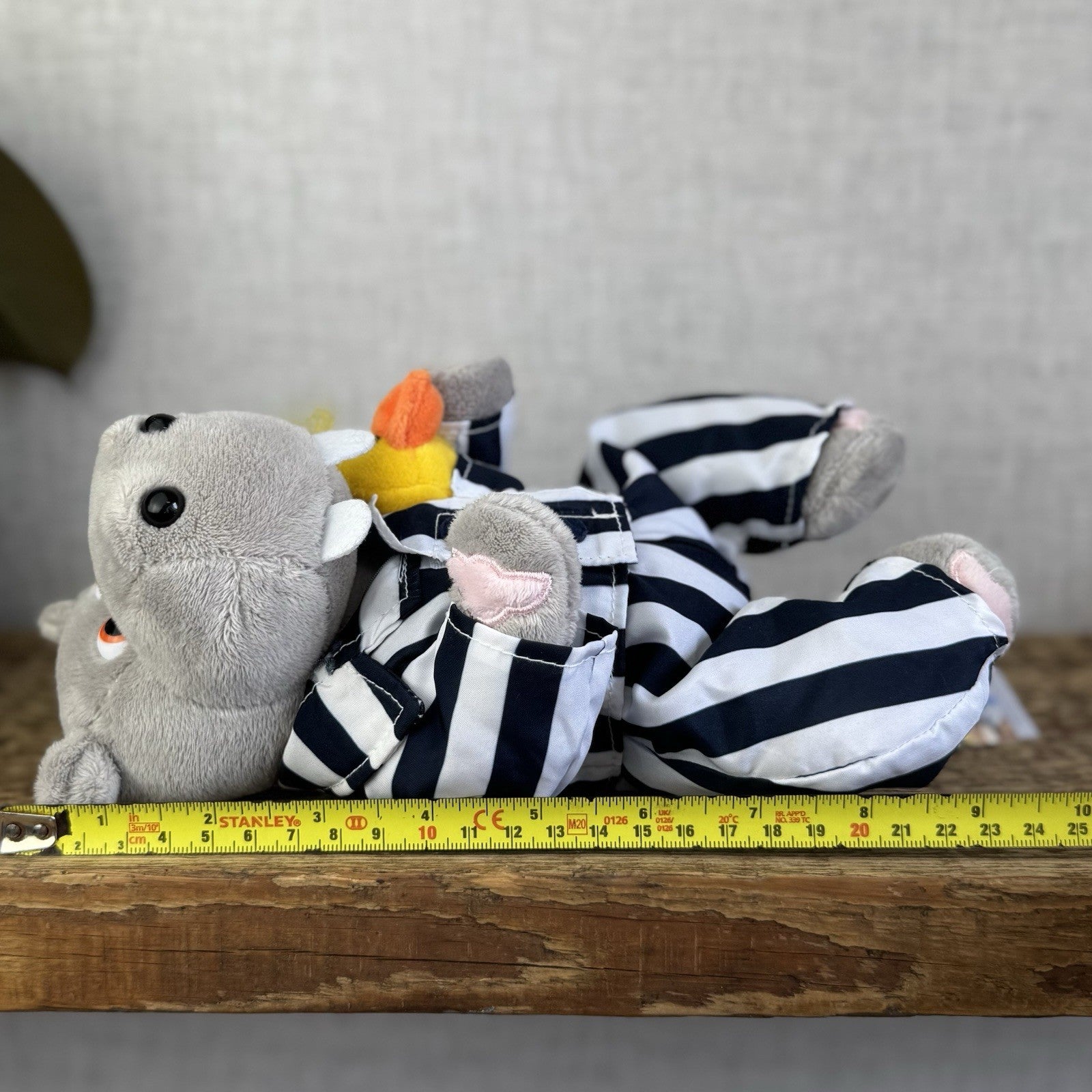 Silent Night Beds Hippo Wearing Pyjamas With Duck Promotional Soft Toy 9"