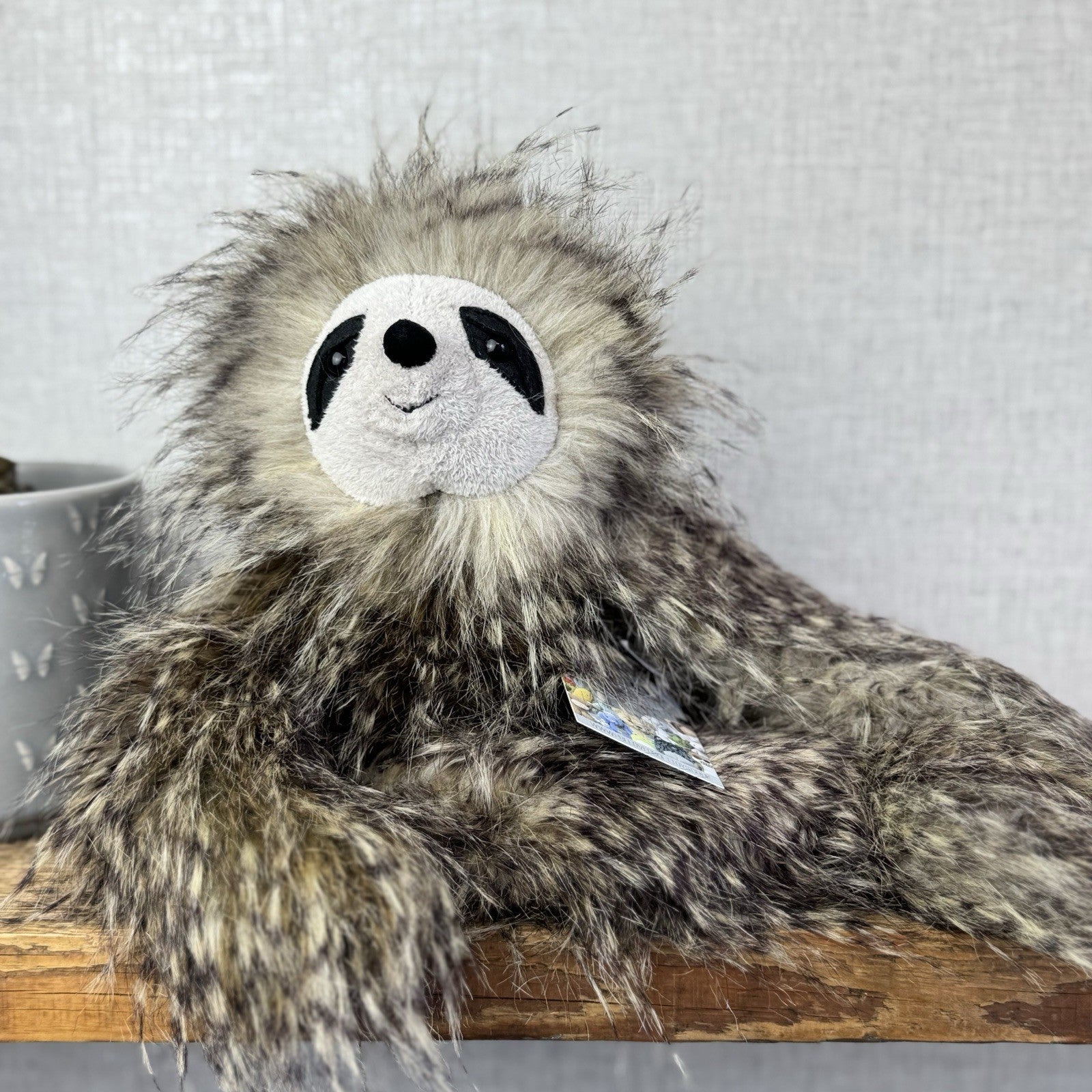Jellycat Cyril Sloth - Fluffy Grey/brown Sloth Soft Toy Retired Rare Beanie 14”