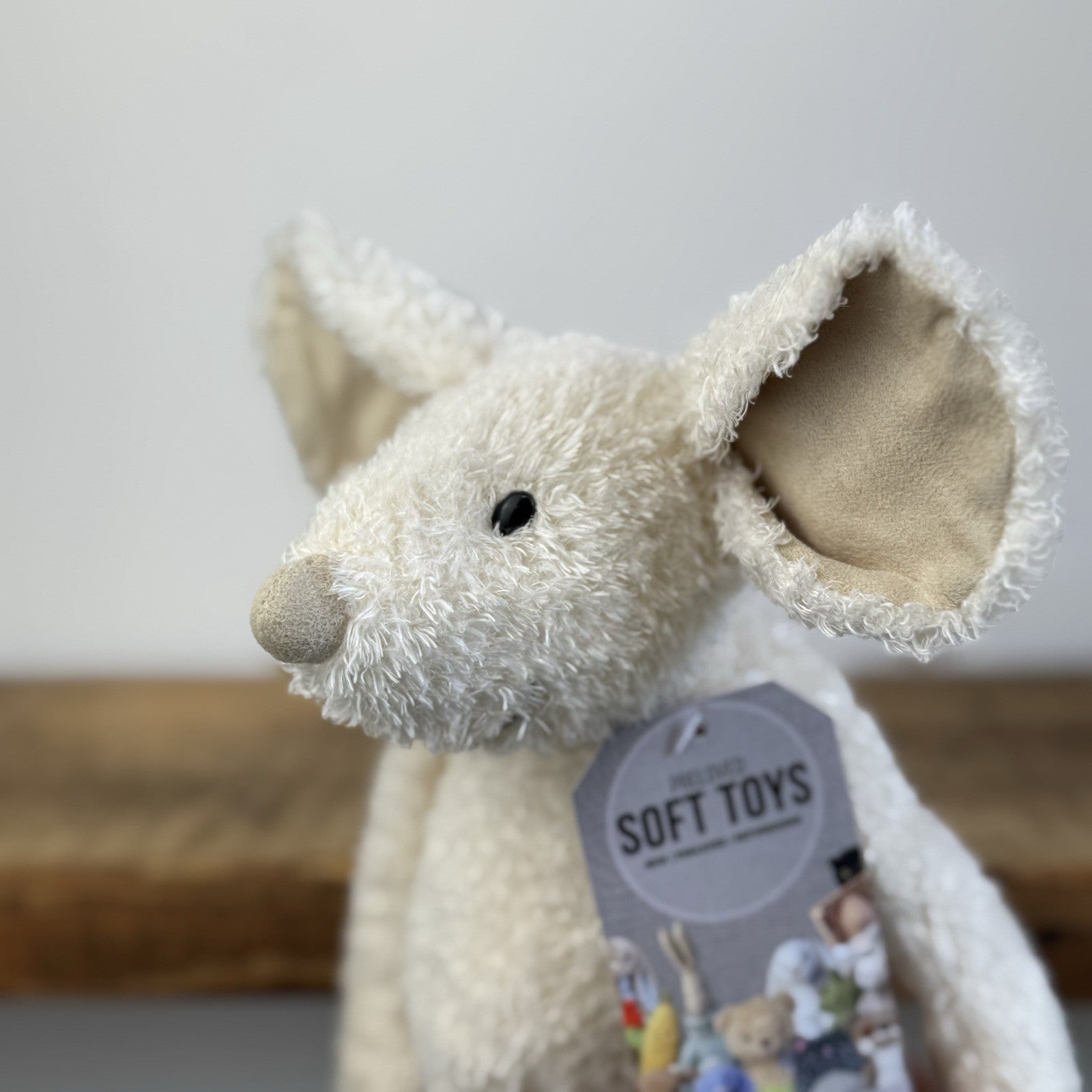 Jellycat Tickle Mouse - Cream Vintage Rare Mouse Beanie Soft Toy 12"