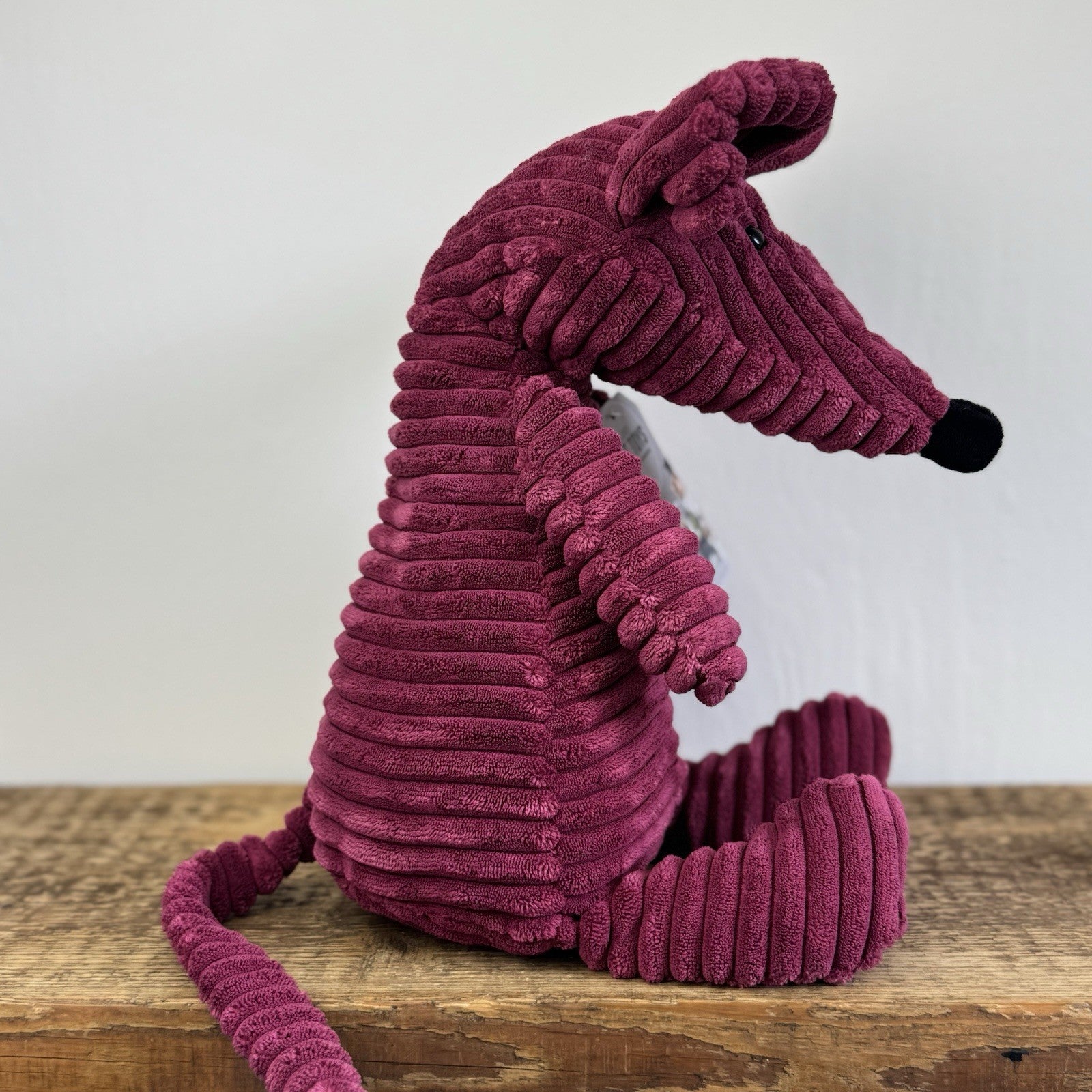 Jellycat Medium Cordy Roy Mouse - Burgundy Cord Mouse Soft Toy 16"