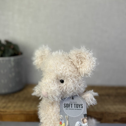 Jellycat Little Mouse - Fluffy Light Beige Mice Beanie Plush Curly Hair 7”