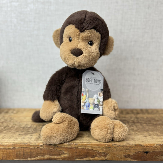 Jellycat Wumper Monkey - Deep Brown Super Soft Monkey Soft Beanie Retired 12”