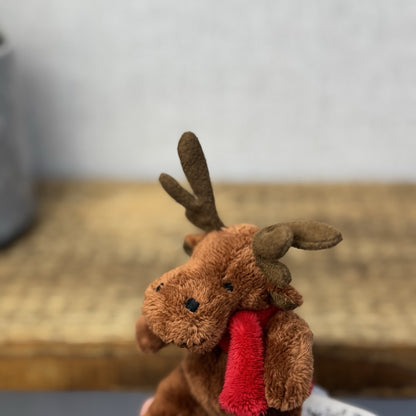 Marks & Spencers Soft Toy Stag Deer Mini Beanie Christmas Scarf Vintage 4"