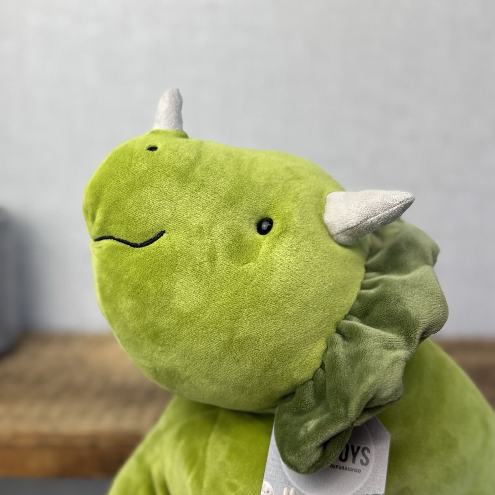 Jellycat Medium Mellow Mallow Dinosaur - Green Triceratops Squishy Plush Beanie