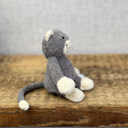 Jellycat Tiny Baby Bunglie Kitten - Miniature Vintage  Grey Cat Partial Tag 5”