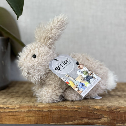 Jellycat Beige Hoppity Bunny Curly Fur Fluffy Angora Bunny Rabbit Small 6”