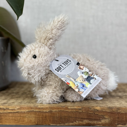 Jellycat Beige Hoppity Bunny Curly Fur Fluffy Angora Bunny Rabbit Small 6”