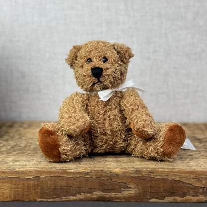 Keel Toys Small Traditional Beanie Bear Soft Toy - Small Beanie Curly Brown Bear