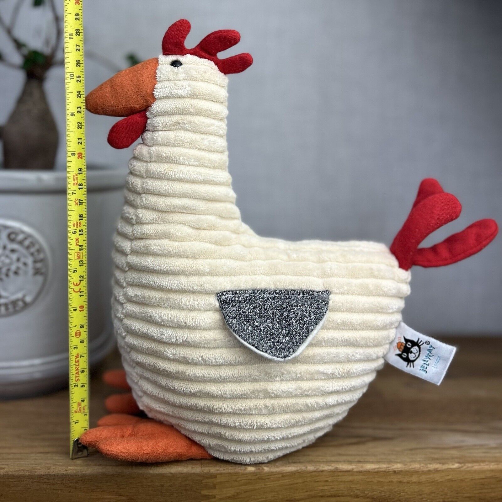 Jellycat Cream Folly Rooster - Corduroy Rooster Soft Toy - Large Rooster Plush