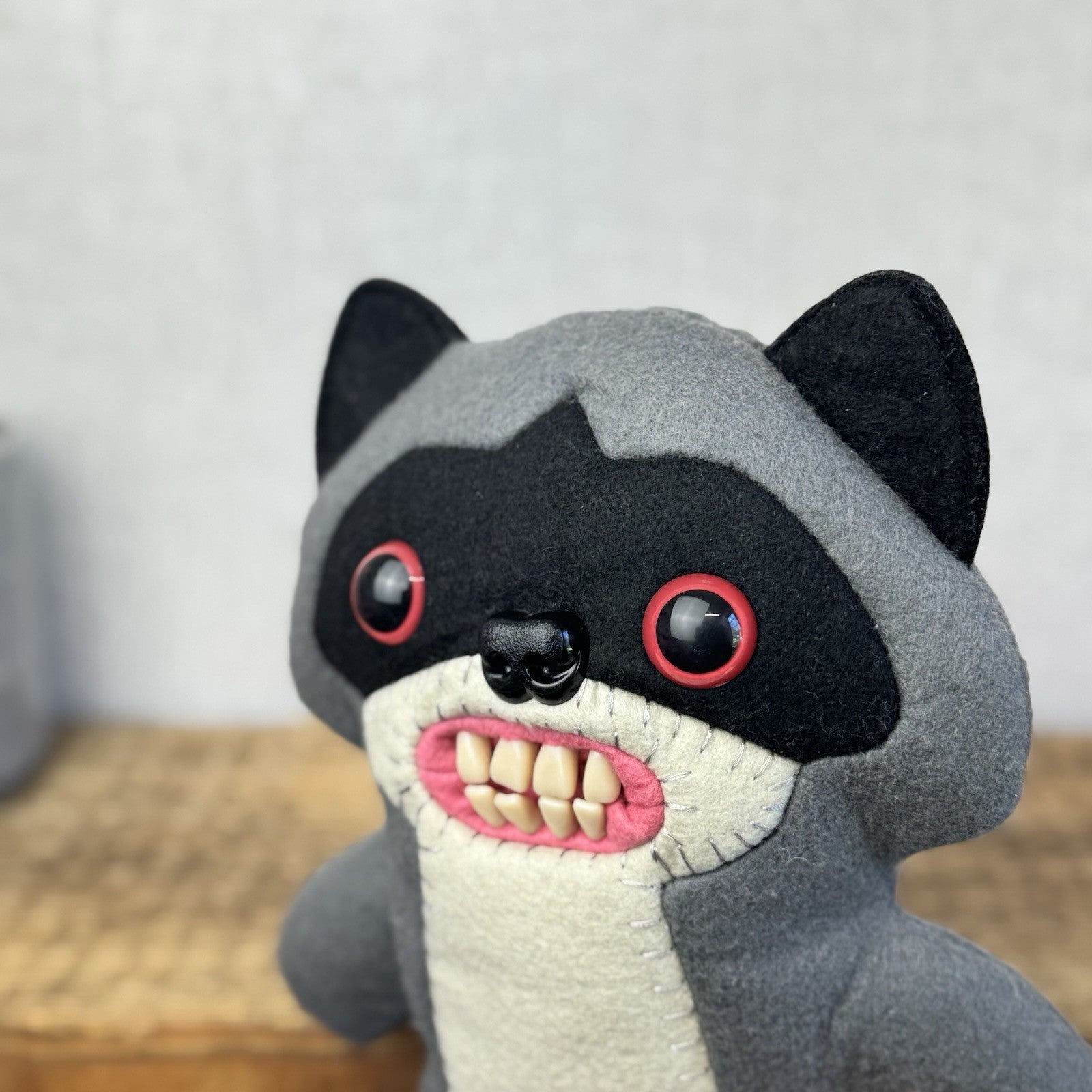Fuggler Bandit Raccoon - Grey Raccoon Retired Red Eyed Raccoon Funny Ugly Plush