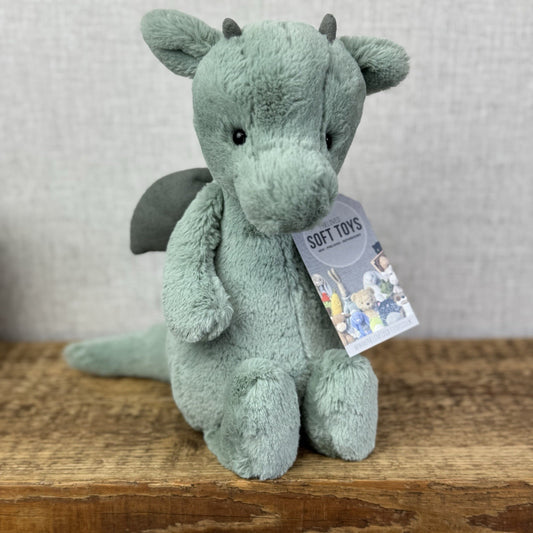Jellycat Medium Bashful Dragon - Light Green/sage Dragon Soft Toy NWOT