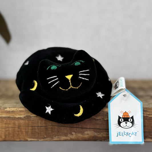 Jellycat Nightcap Nap - Retired 1998 Black Cat Stars/moons Vintage With Tags 4”