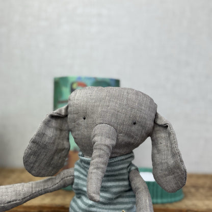 Maileg Jungle Friends Elephant Friend In Box - Retired Linene Elephant In Tube