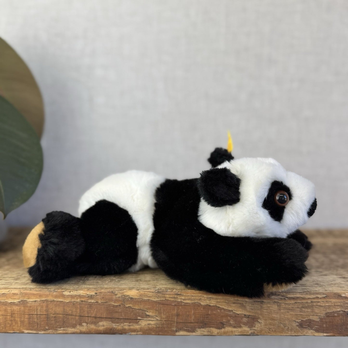 Steiff Small Lying Manschli Panda - New With Tags Vintage Small Laying Panda 9"