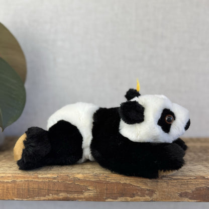 Steiff Small Lying Manschli Panda - New With Tags Vintage Small Laying Panda 9"
