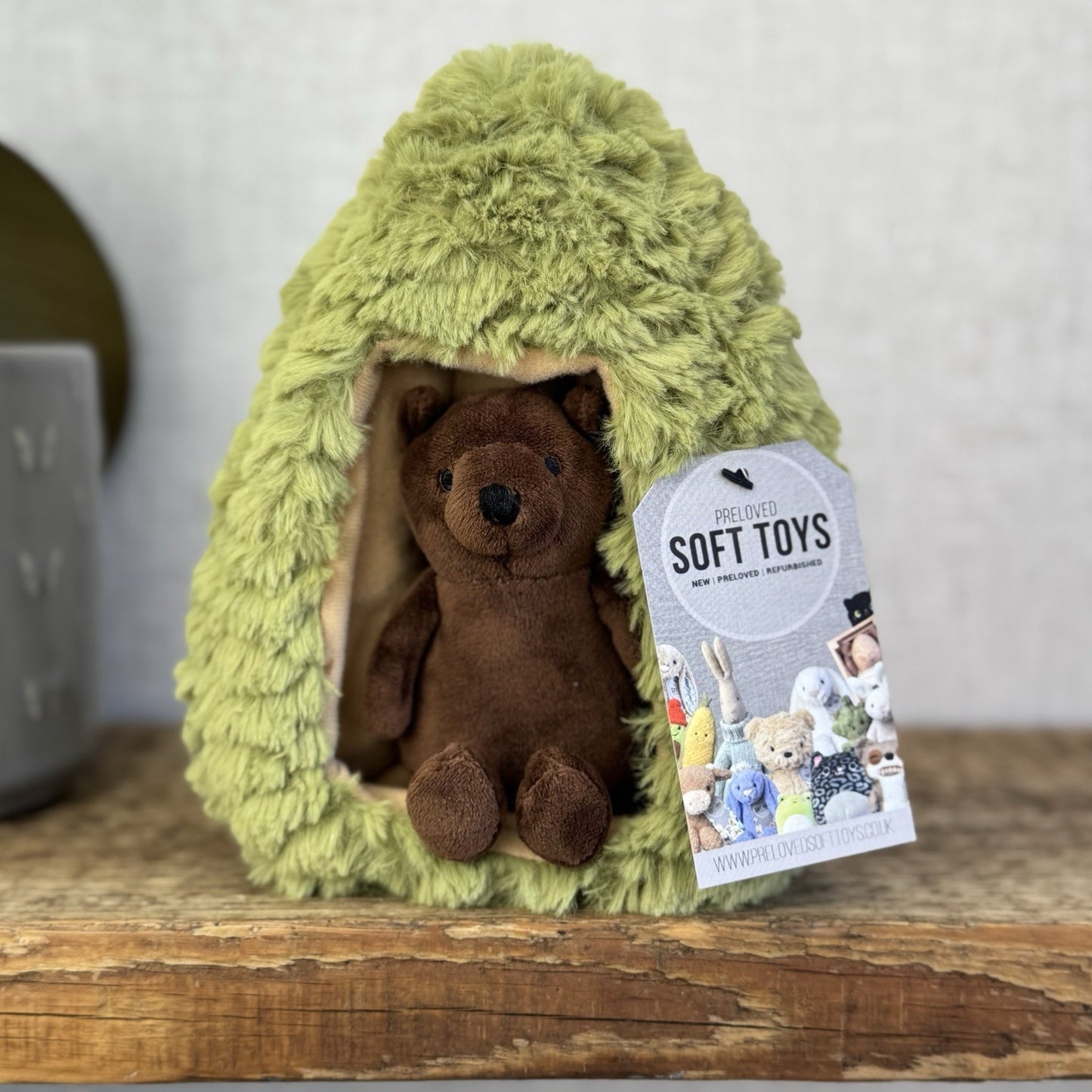 Jellycat Forest Fauna Bear - Tiny Pocket Pal Bear With Tree House Cute Plush 8"