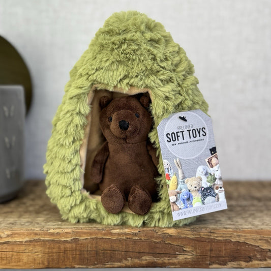 Jellycat Forest Fauna Bear - Tiny Pocket Pal Bear With Tree House Cute Plush 8"