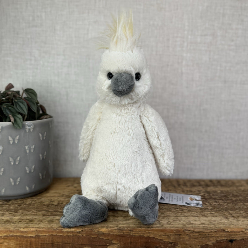 Jellycat Medium Bashful Cockatoo - White Medium Bird Rare Retired Beanbag Plush