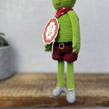 Maileg Knitted Frog Prince - Rare Retired Item 16-0026-00 New With Tags 9"