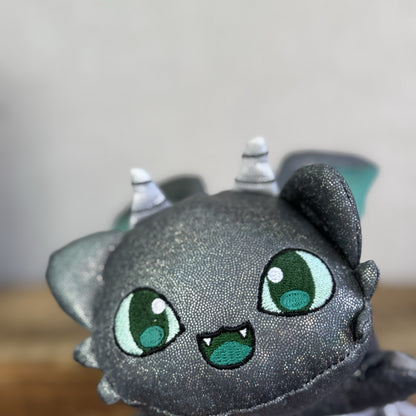 Aphmau MeeMeows - Dragon Cat Grey/Green Sparkly Plush Collectible 5"