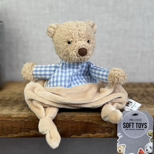 Jellycat Thomas Bear Comfort Blanket Soother - Bear Checked Shirt Soft Toy NWOT