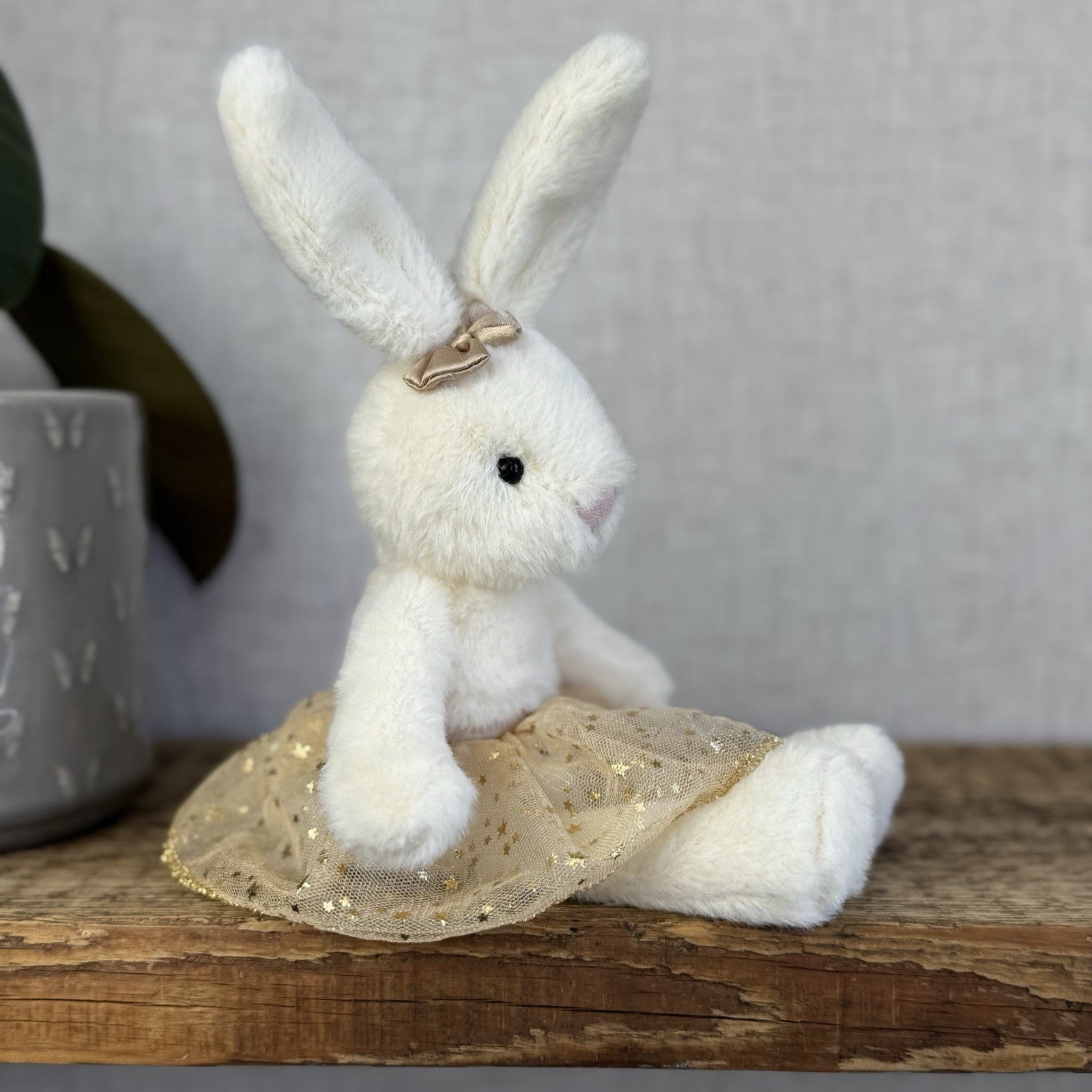 Jellycat Glistening Belle Cream Bunny Ballet Gold Tutu Ballerina - Retired 10”