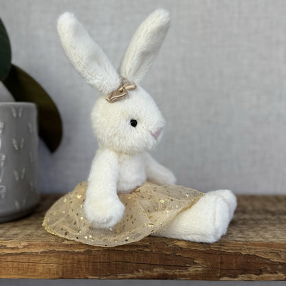 Jellycat Glistening Belle Cream Bunny Ballet Gold Tutu Ballerina - Retired 10”