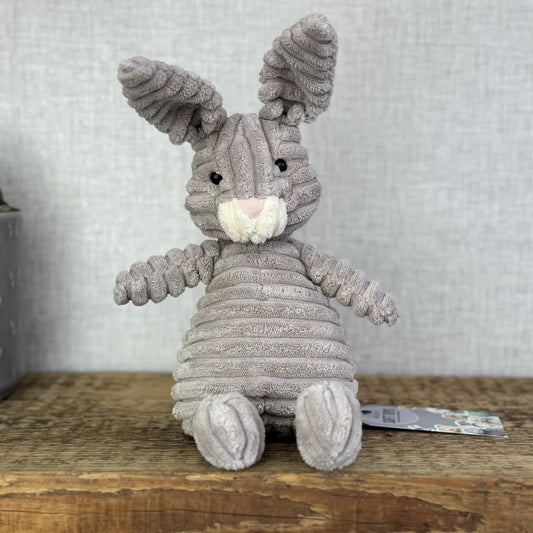 Jellycat Small Cordy Roy Hare - Beige/Grey Ribbed Rabbit Plush 12” (flawed)
