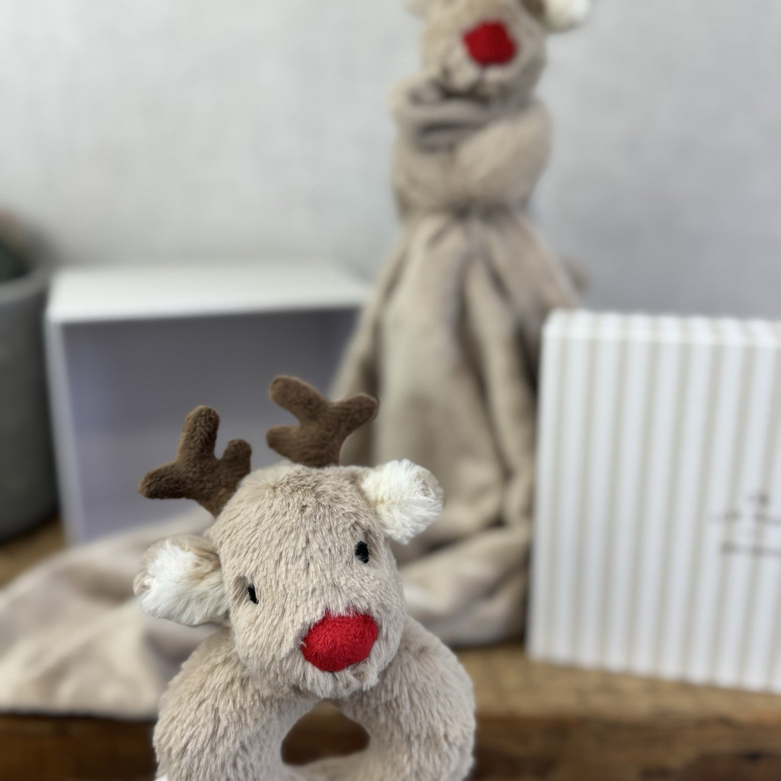 John Lewis X Jellycat Baby Gift Box Set Reindeer Christmas Soother & Rattle Ring