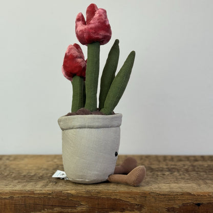 Jellycat Amuseables Tulip - New With Tags Red Tulip Plant Pot - New with tags