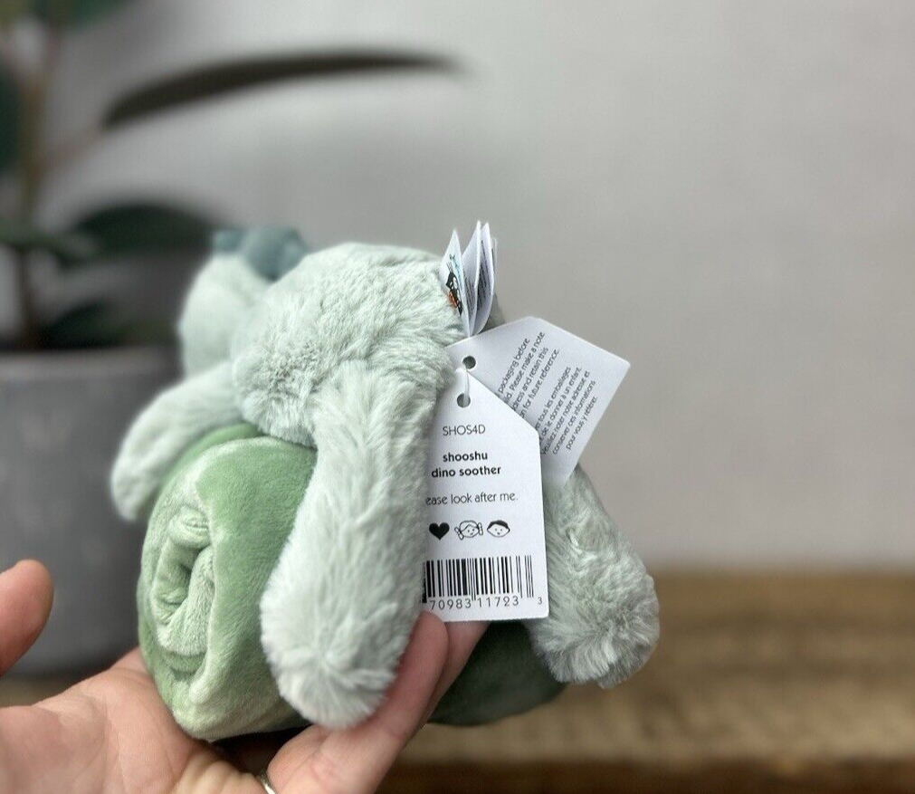 Jellycat Green Shooshu Dinosaur - Dino Comforter Soother - Super Soft Comforter