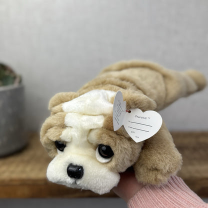 Ty Classic Beanie Buddies Churchill Bulldog Puppy Dog - Wrinkly Dog Pristine New