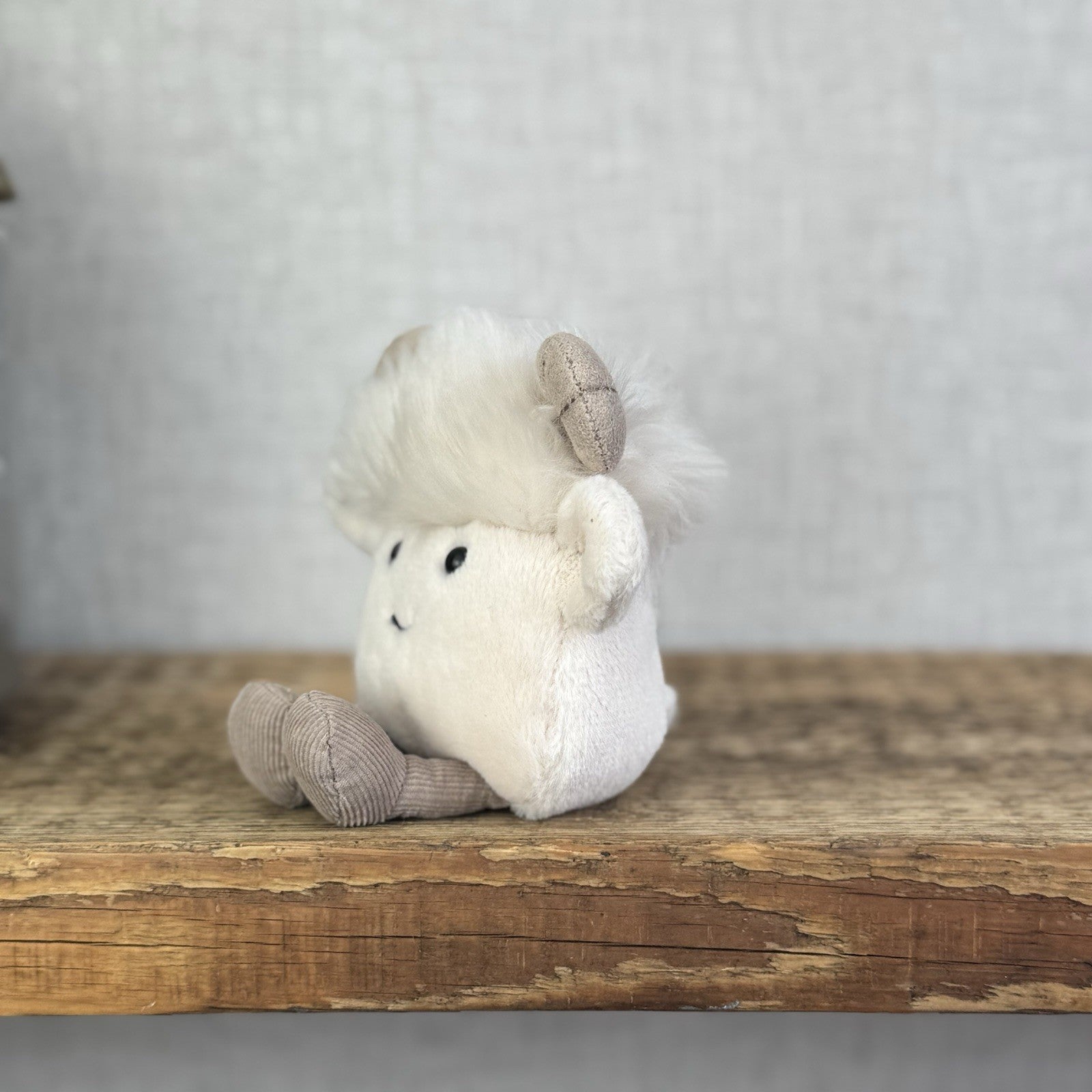 Jellycat Amuseabean Ram - Small Cream Beanie Goat Farm Animal Toy Retired 5”