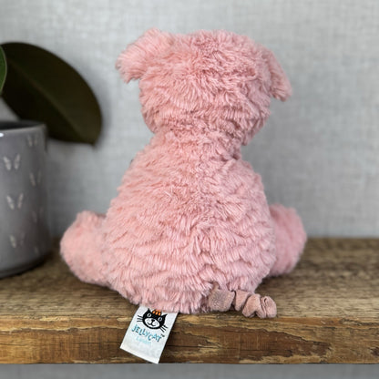 Jellycat Medium Fuddlewuddle Pig - Textured Sitting Piglet Soft Toy Beanie 8"