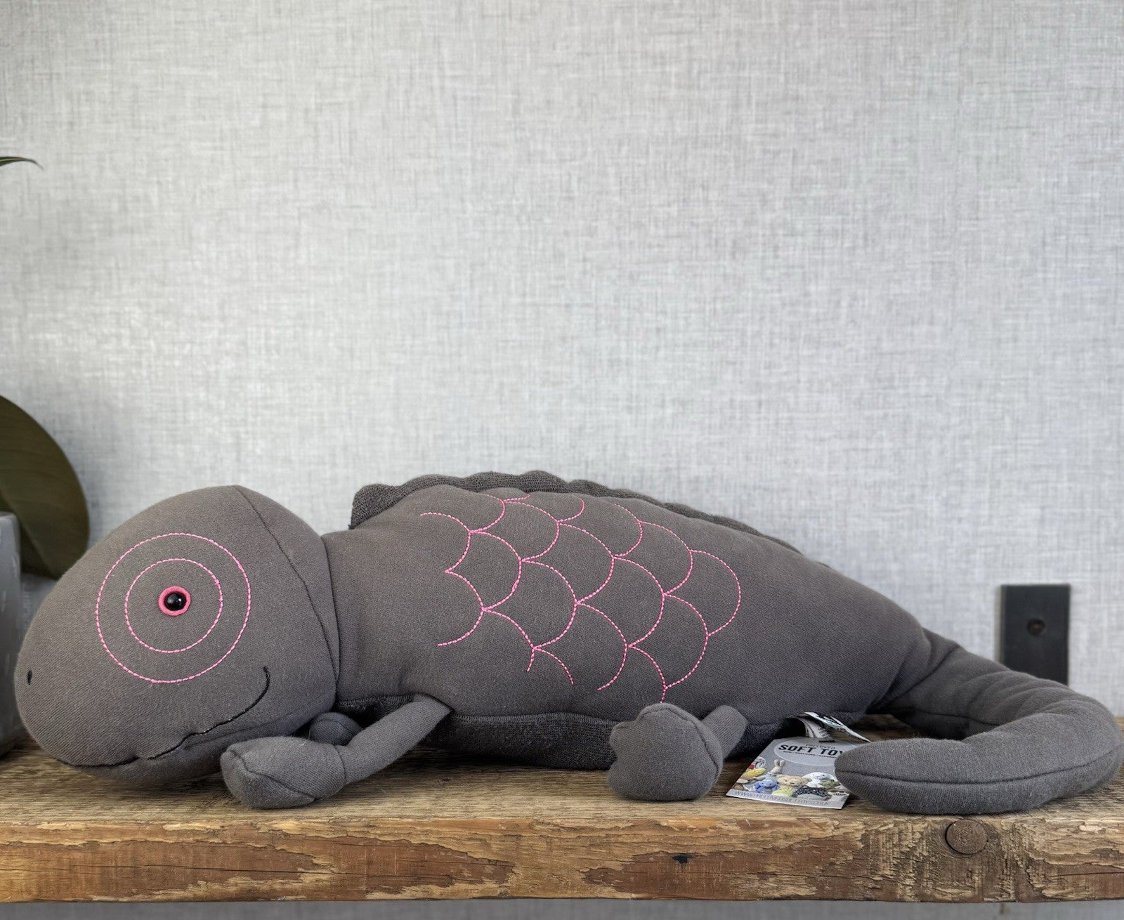 Jellycat Zaggy Chameleon - Green Chameleon Soft Toy Beanie Large Grey/Pink 19”