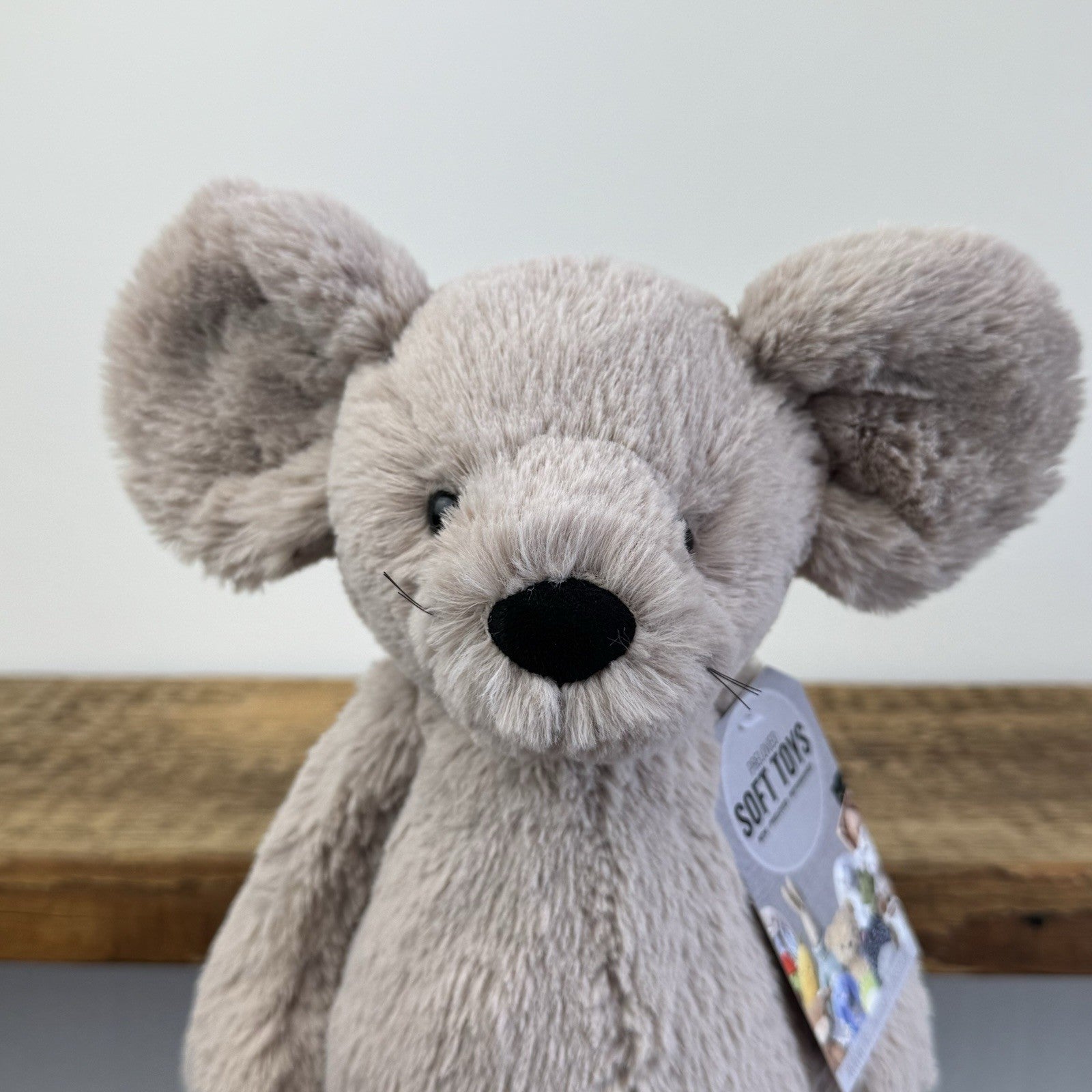 Jellycat Medium Bashful Grey Mouse With Whiskers Retired Mouse Collectible 12”