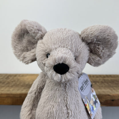 Jellycat Medium Bashful Grey Mouse With Whiskers Retired Mouse Collectible 12”