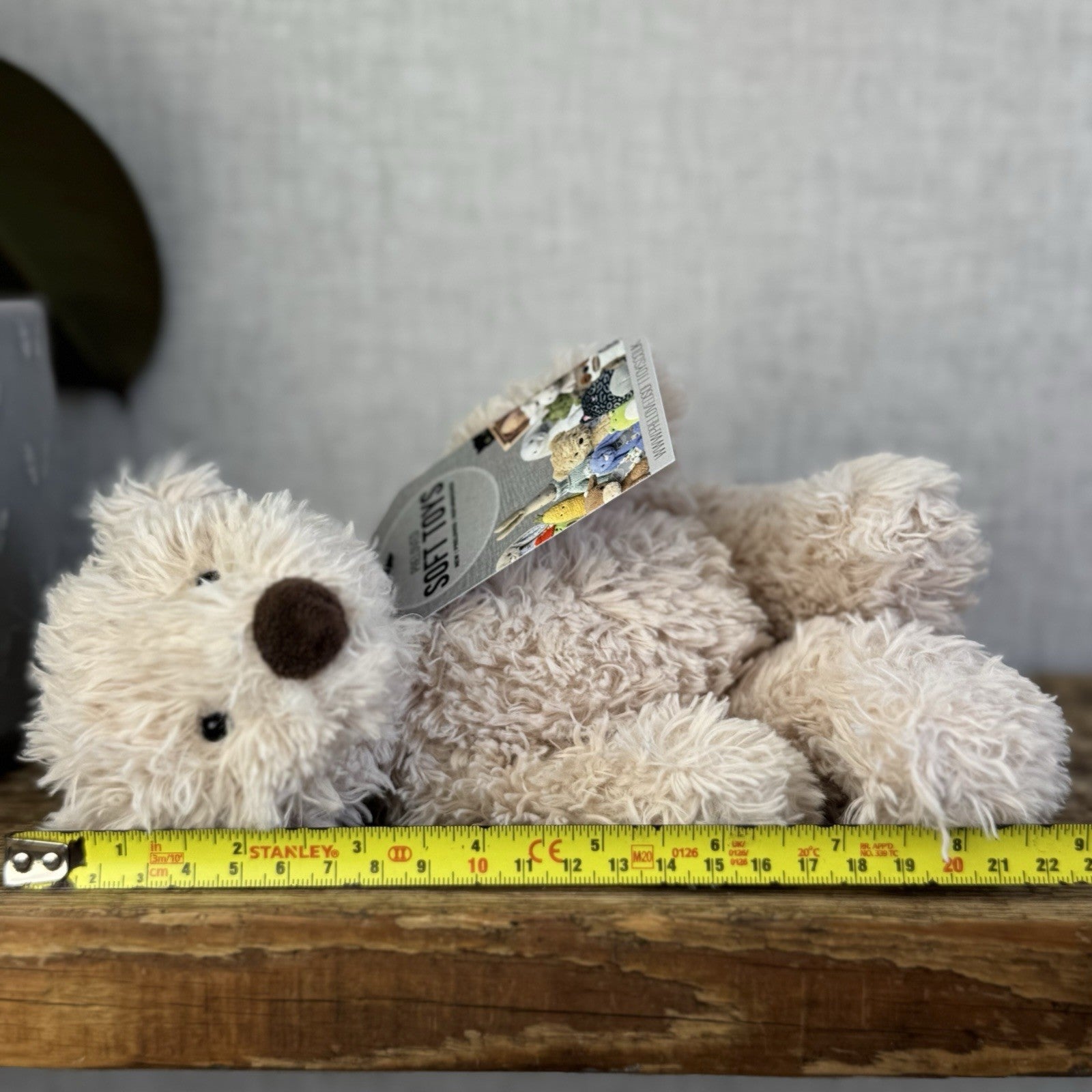 Jellycat Small Biscuit Bear - Curly Off White Small Beanie Bear Rare Retired 7"