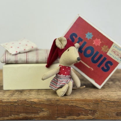 Maileg Mouse Christmas Sister in Box St Louise - Rare Vintage Maileg Mouse